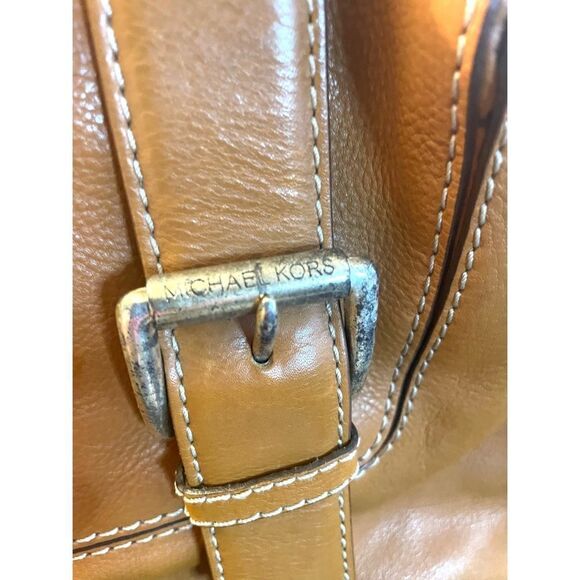 MICHAEL KORS Handbag Cognac Natural Brown Leather Purse Satchel Doctors Bag - Picture 13 of 16